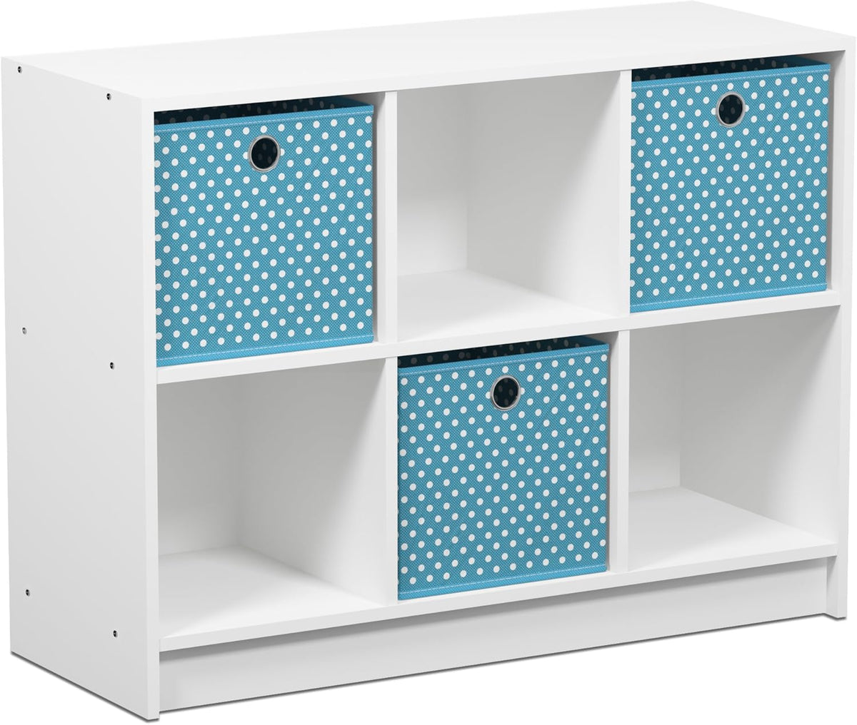 White/Light Blue Bookcase Storage Shelves X689