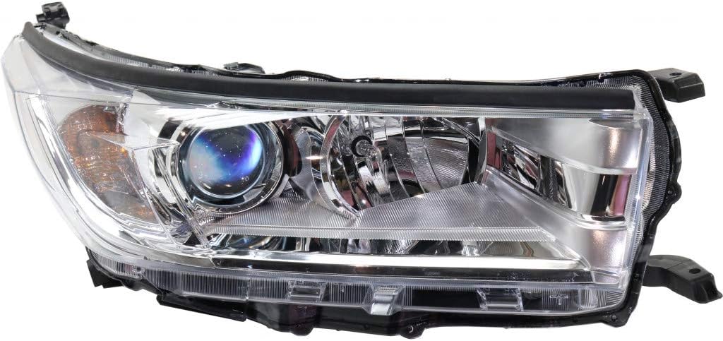 Headlight Assembly Pair for Toyota Highlander 2017 2018 2019 Driver and Passenger Side Clear Chrome P803