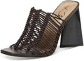 Caviar Brown Block Heel Slip On Squared Toe Mules F817
