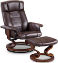Cream White Faux Leather Swiveling Recliner Chair with Ottoman S94699