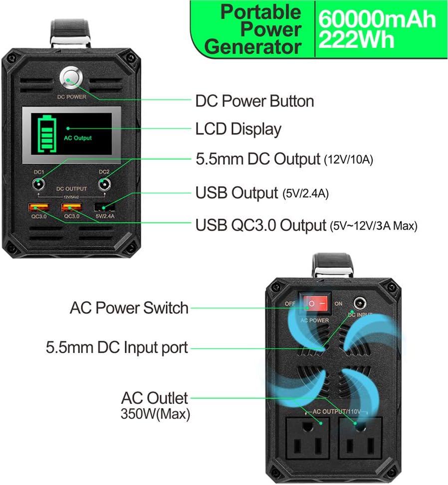 300W 60000mAh Portable Power Station Q57985