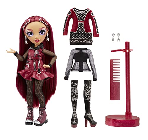 Burgundy Red Fashion Doll with 2 Designer Outfits and Accessories A2809