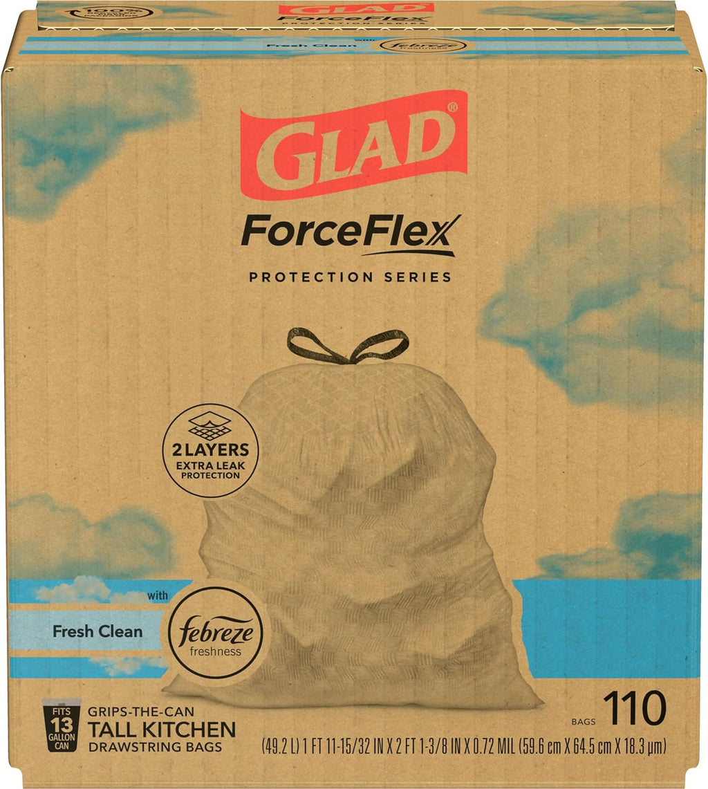 13 Gal Drawstring Kitchen Garbage Bags, 110 Ct P663