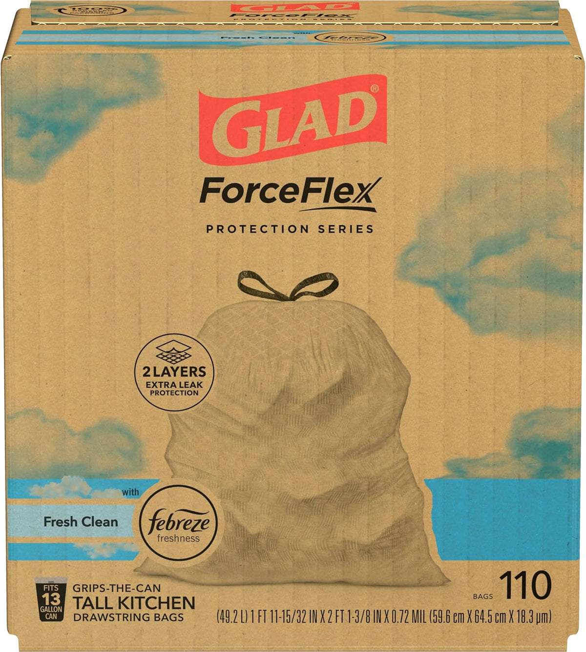 13 Gal Drawstring Kitchen Garbage Bags, 110 Ct P663