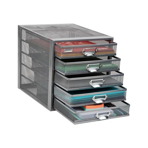 10-Drawer Metal Mesh Desk Organizer, Silver Q367685