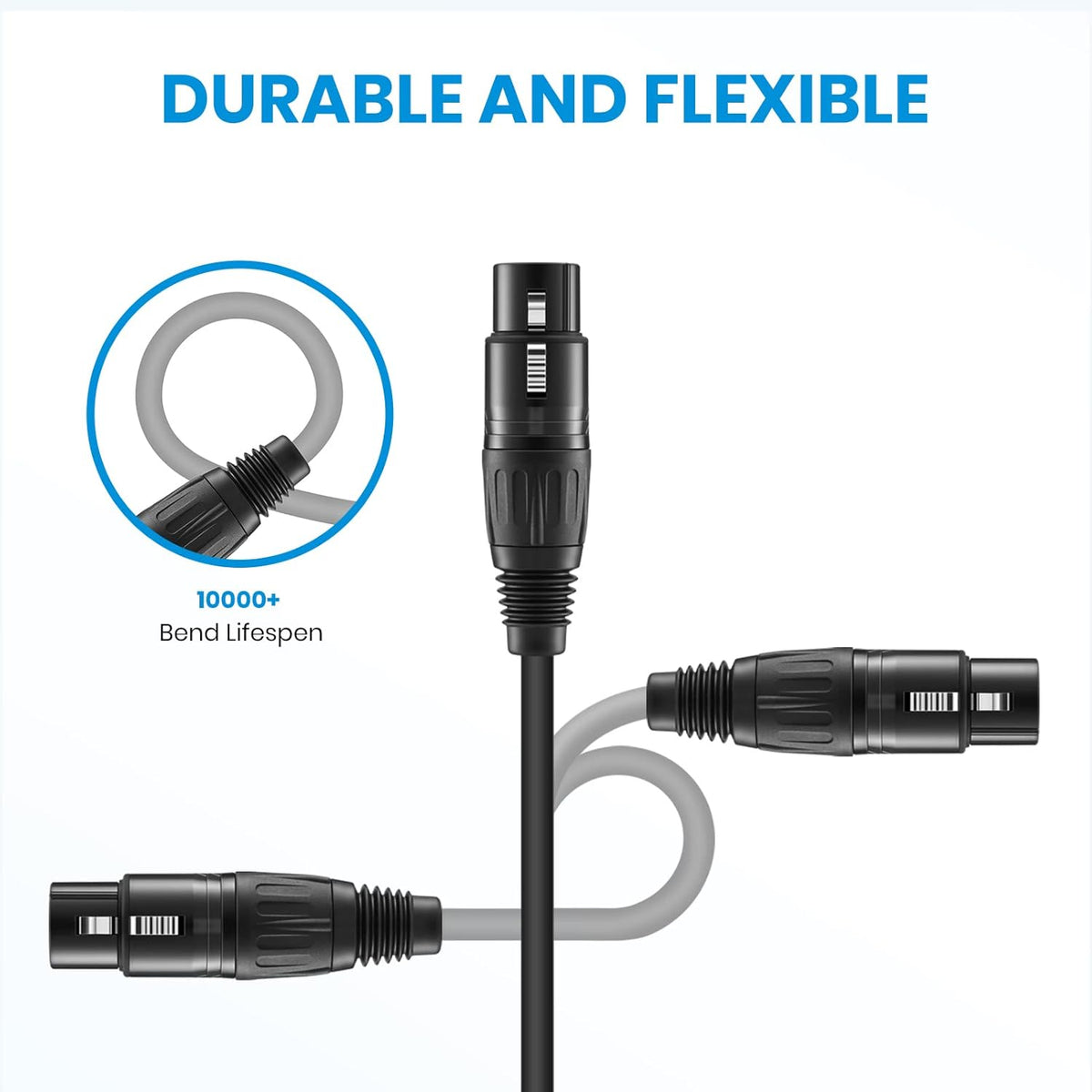 Black 25ft XLR Microphone Cable 3-Pack L783