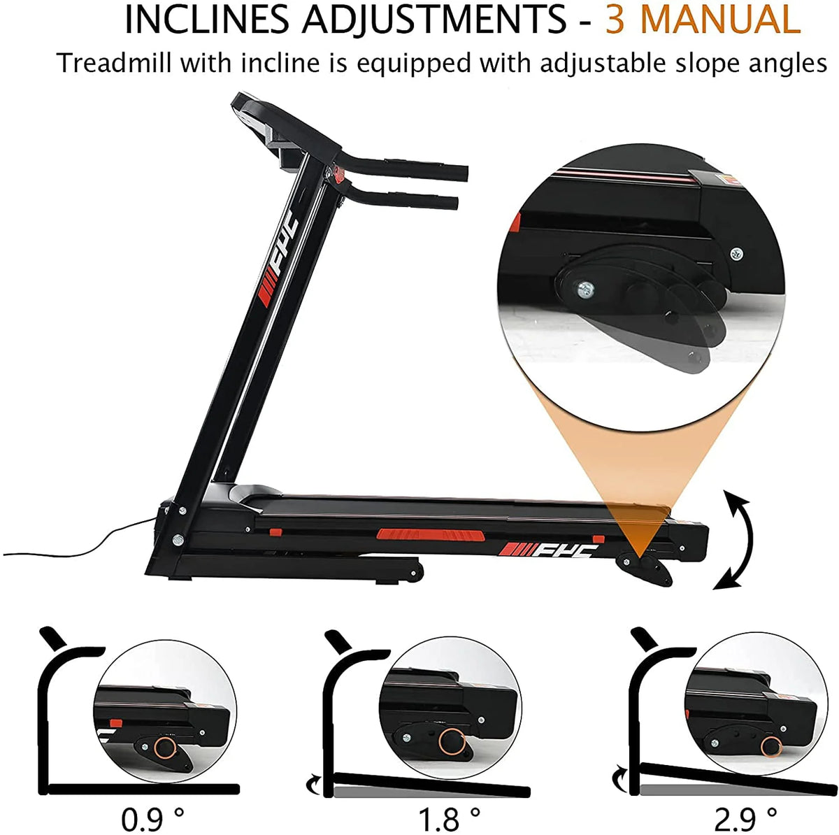 3.5HP Folding Treadmill with Incline 300LBS Capacity R241336