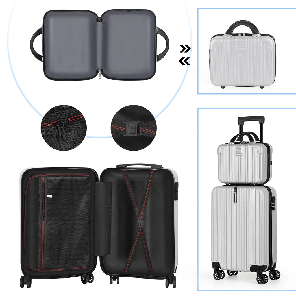 2-Piece Luggage Set Carry On Suitcase with Makeup Case K399675