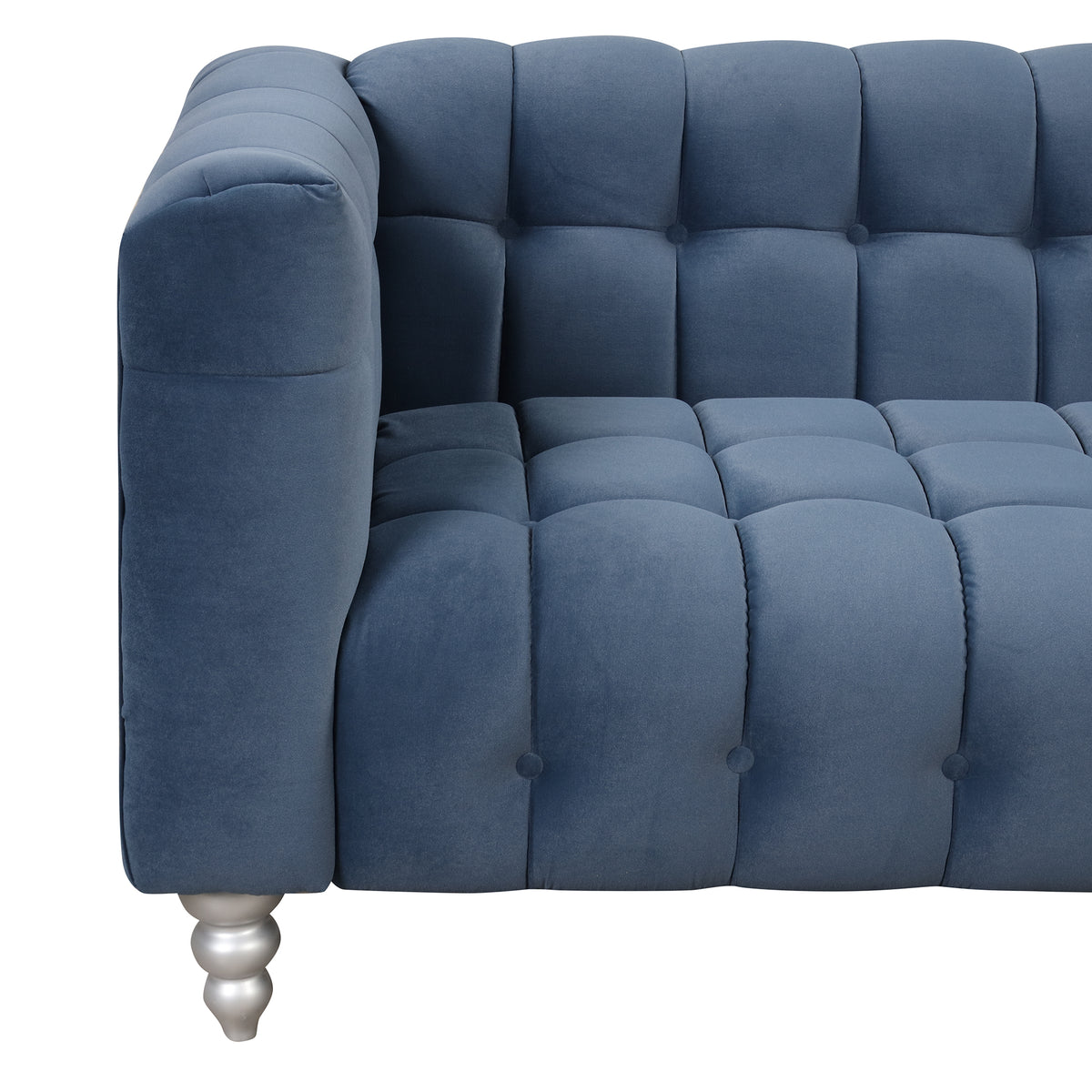 Blue Buttoned Tufted Sofa with Solid Wood Legs K3571