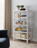 White 5 Tier Wood Bookcase O848253