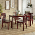 5-Piece Wood Dining Set with 4 Slat Back Chairs W806