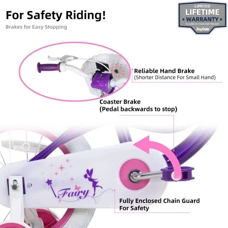 Pink 18 inch Kids Bike with Training Wheels R7892