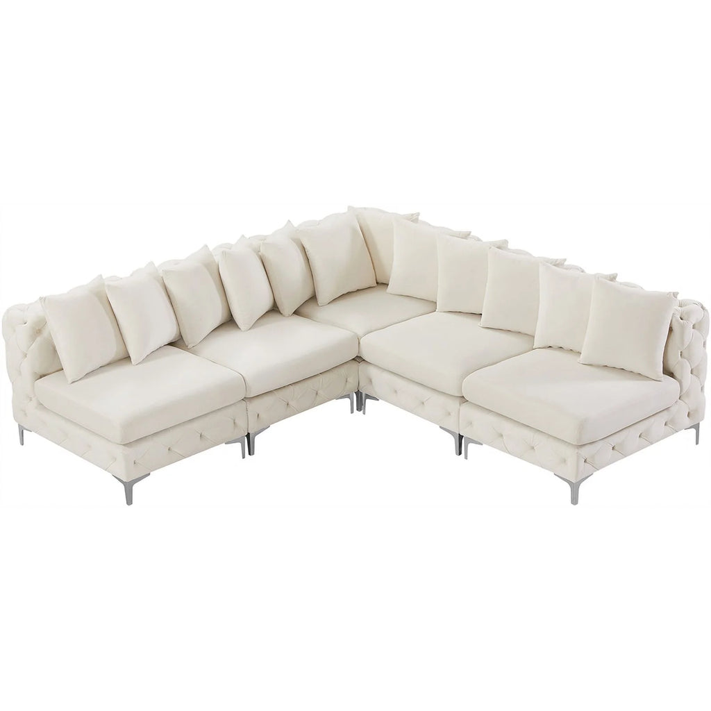 Cream Velvet Modular Sectional C4552