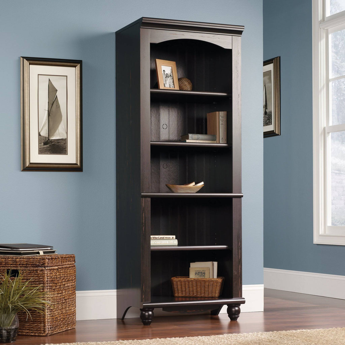 5 Shelf Bookcase in Antiqued Paint X2473
