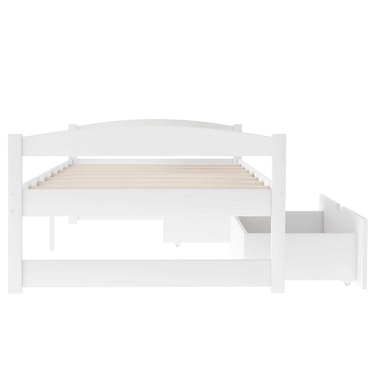 White Twin Size Platform Bed with 2 Drawers Y7843