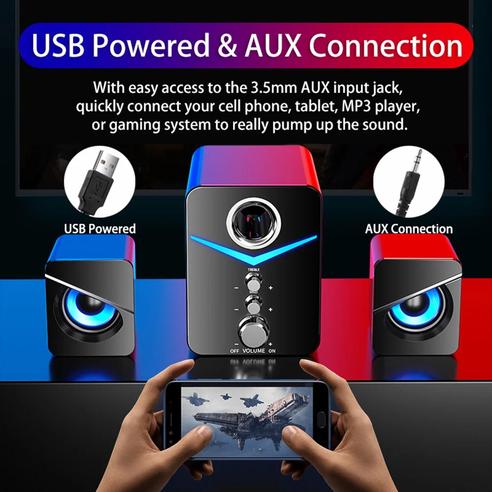 Black USB-Powered 2.1 Mini Multimedia Speakers System, Set of 3 E5911