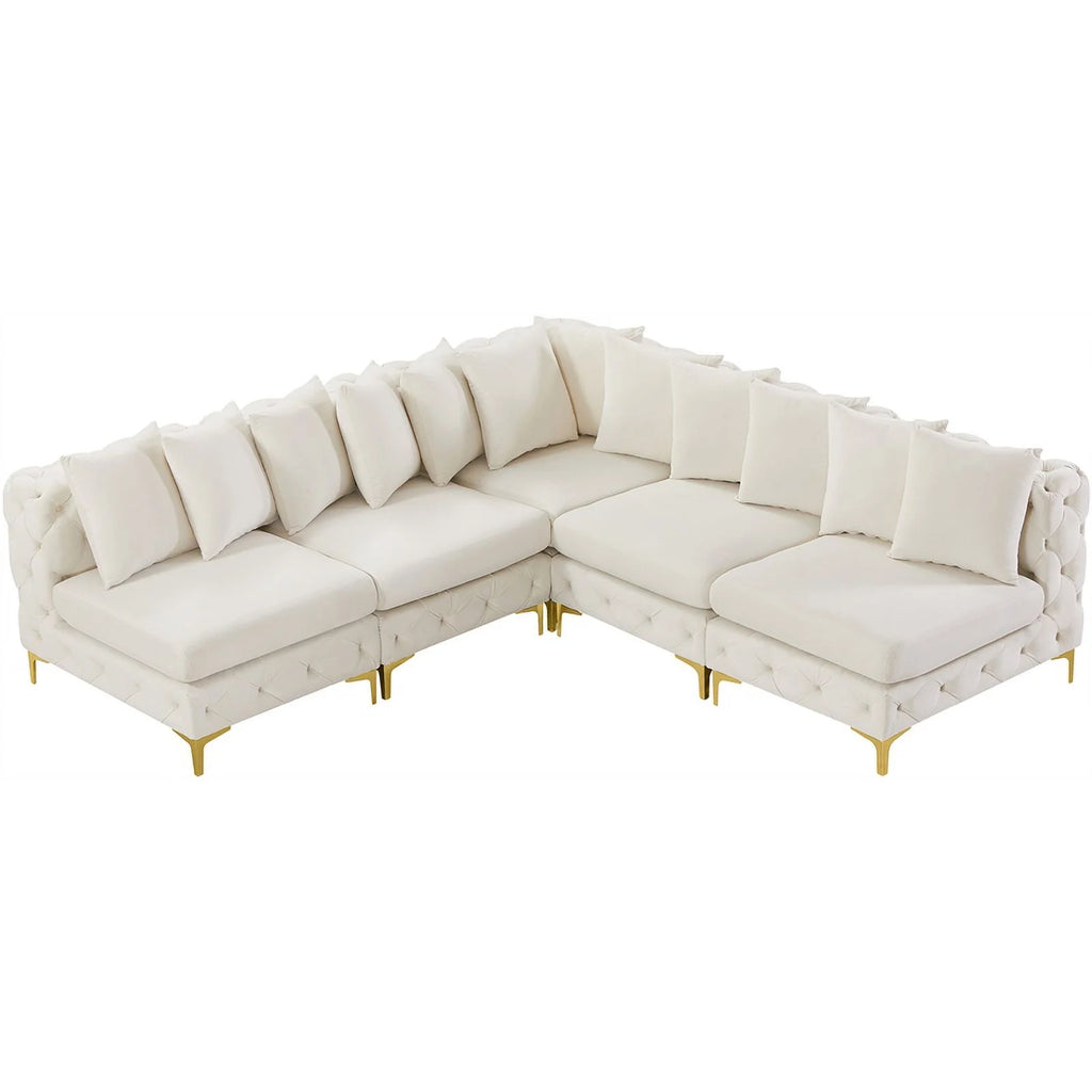 Cream Velvet Modular Sectional C4552