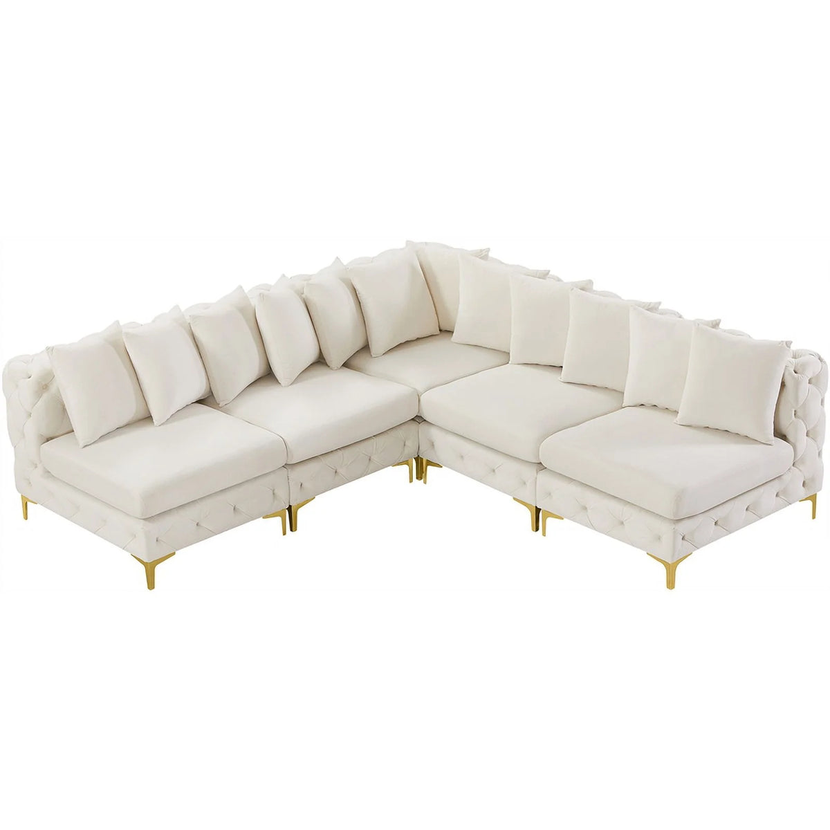 Cream Velvet Modular Sectional C4552