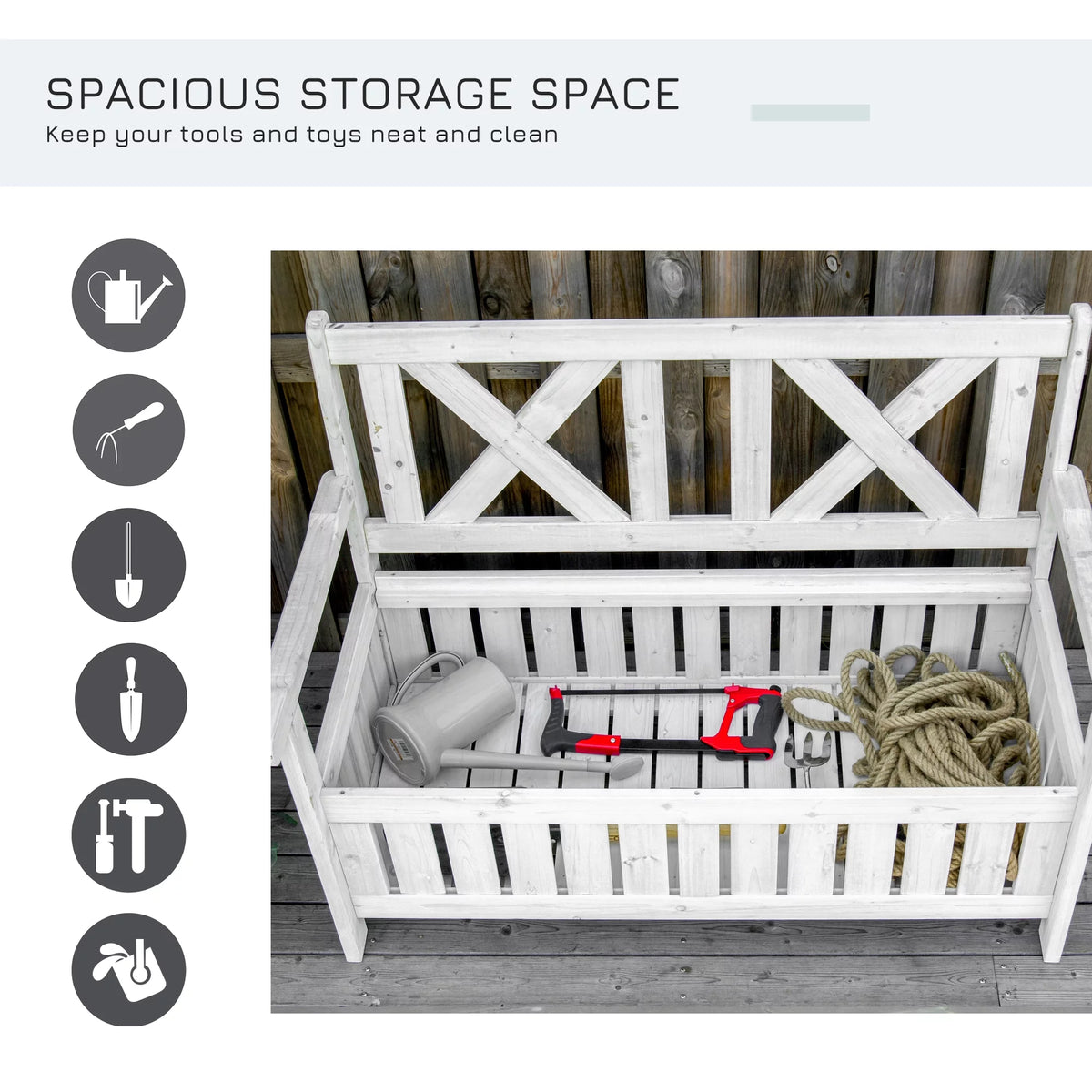 White Wooden Storage Bench Z419