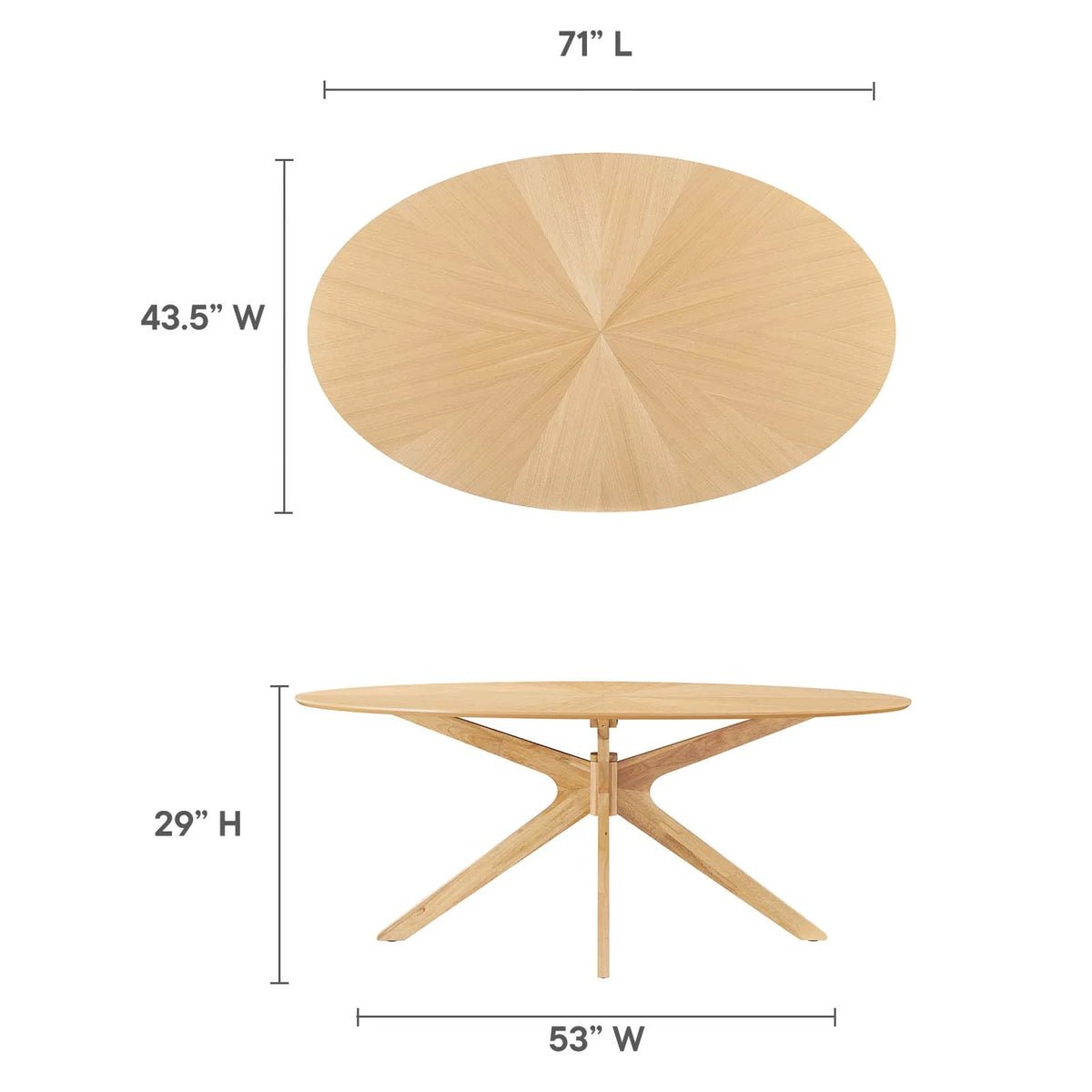 Oak Oval Wood Dining Table T566