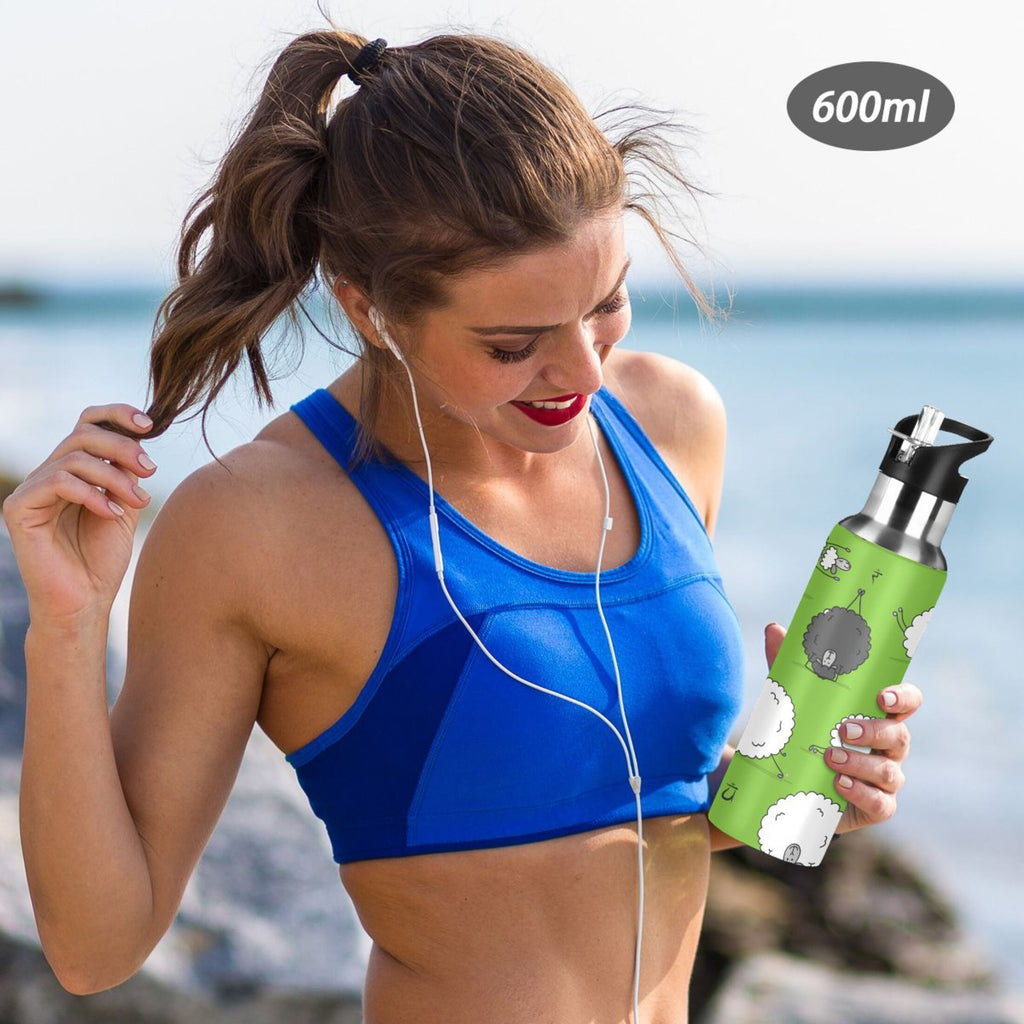 Green Stainless Steel Insulated Water Bottle with Straw Lid K20136