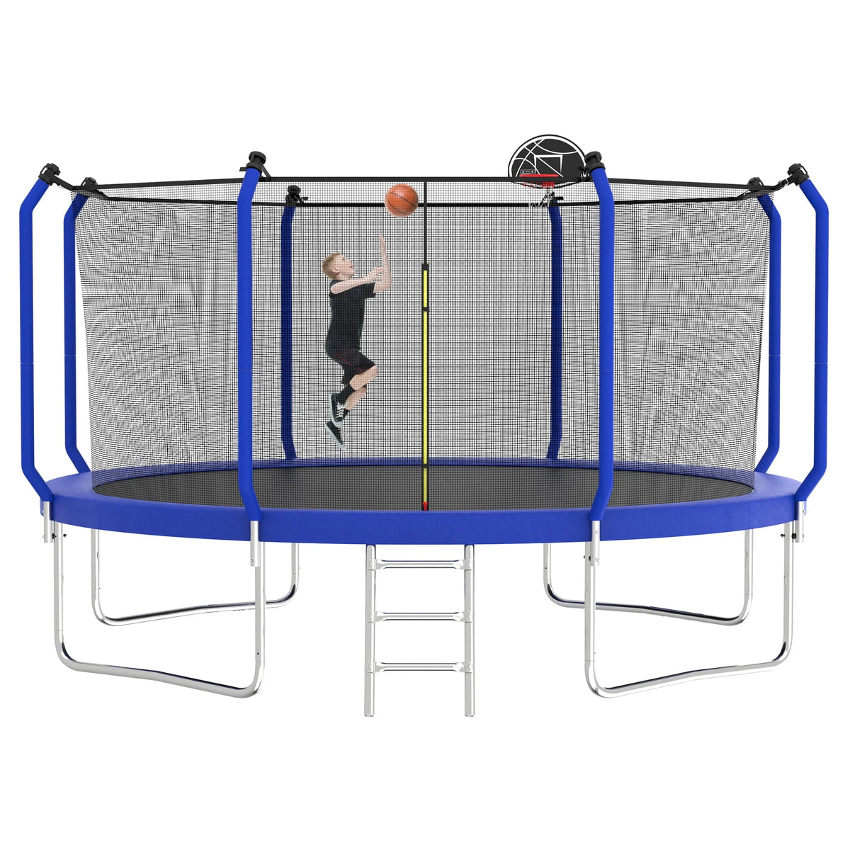 14FT Trampoline with Enclosure, Ladder, Basketball Hoop, Ball L964