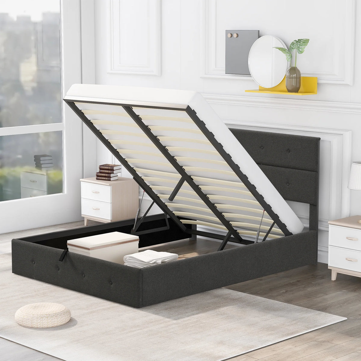 Upholstered Full Storage Platform Bed Q93125