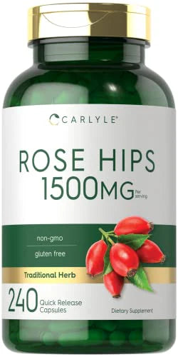 Rose HIPS 1500mg 240 Quick Release Capsules Non-GMO Gluten Free Herbal Supplement B4688