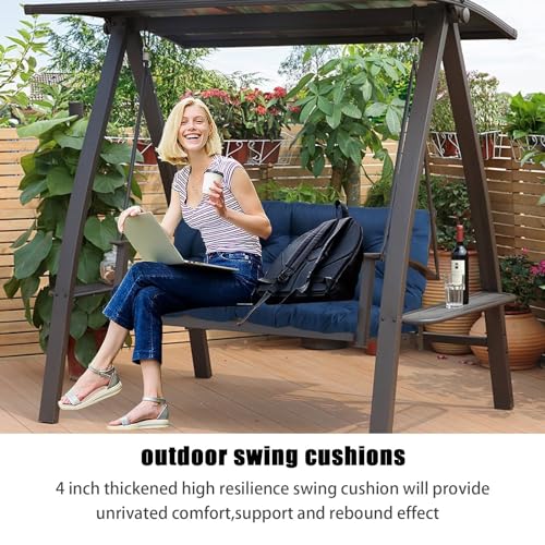 Waterproof 2-3 Seat Replacement Swing Seat Cushion with Backrest and Ties (40 * 60 in) Z467362