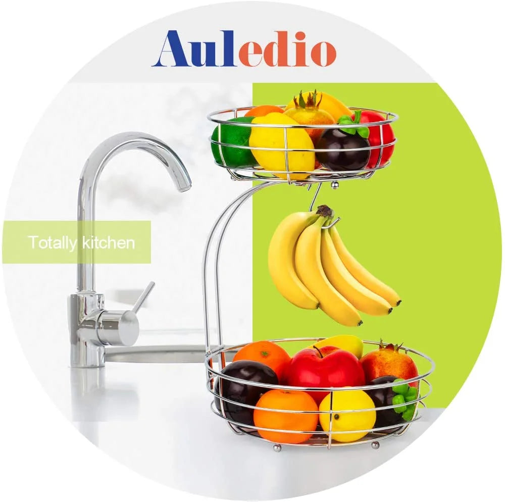 2 Tier Metal Wire Fruit Basket with Banana Hanger O5038