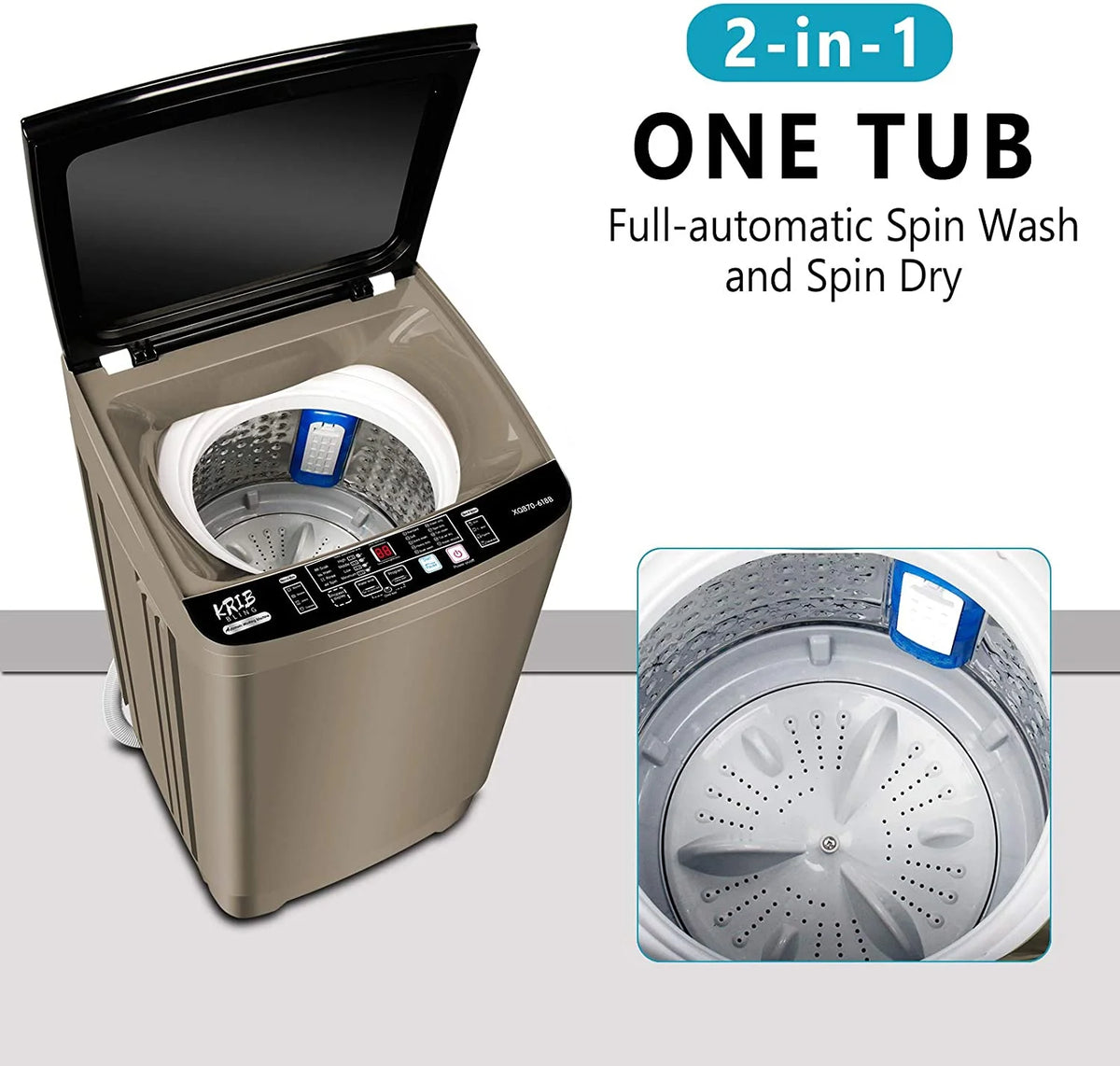 15.6 lbs Portable Compact Washing Machine with Drain Pump C7969