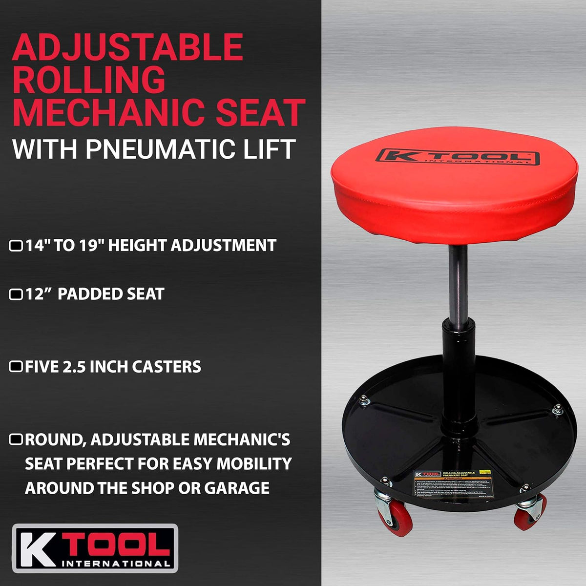 Adjustable Rolling Mechanic Seat with Pneumatic Lift, Padded Seat, Pack of 2 V39692