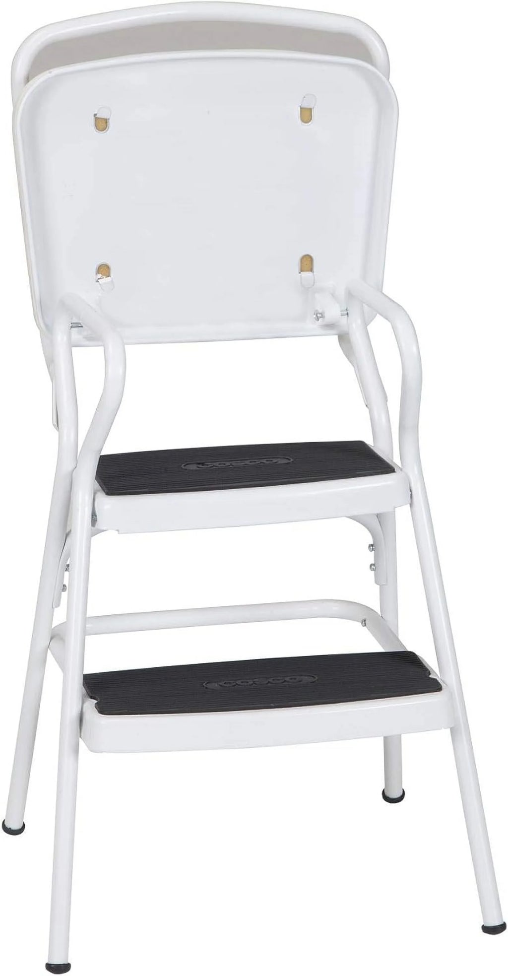 White Retro Counter Chair Step Stool with Lift-up Seat W897430