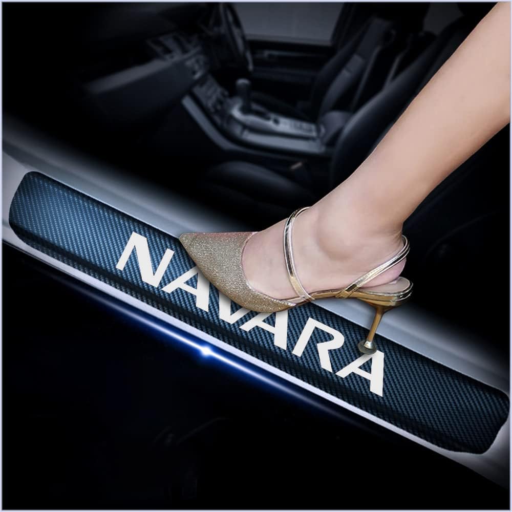 4Pcs Car Door Sill Scuff Plate Cover Carbon Fiber Sticker Orange O32846