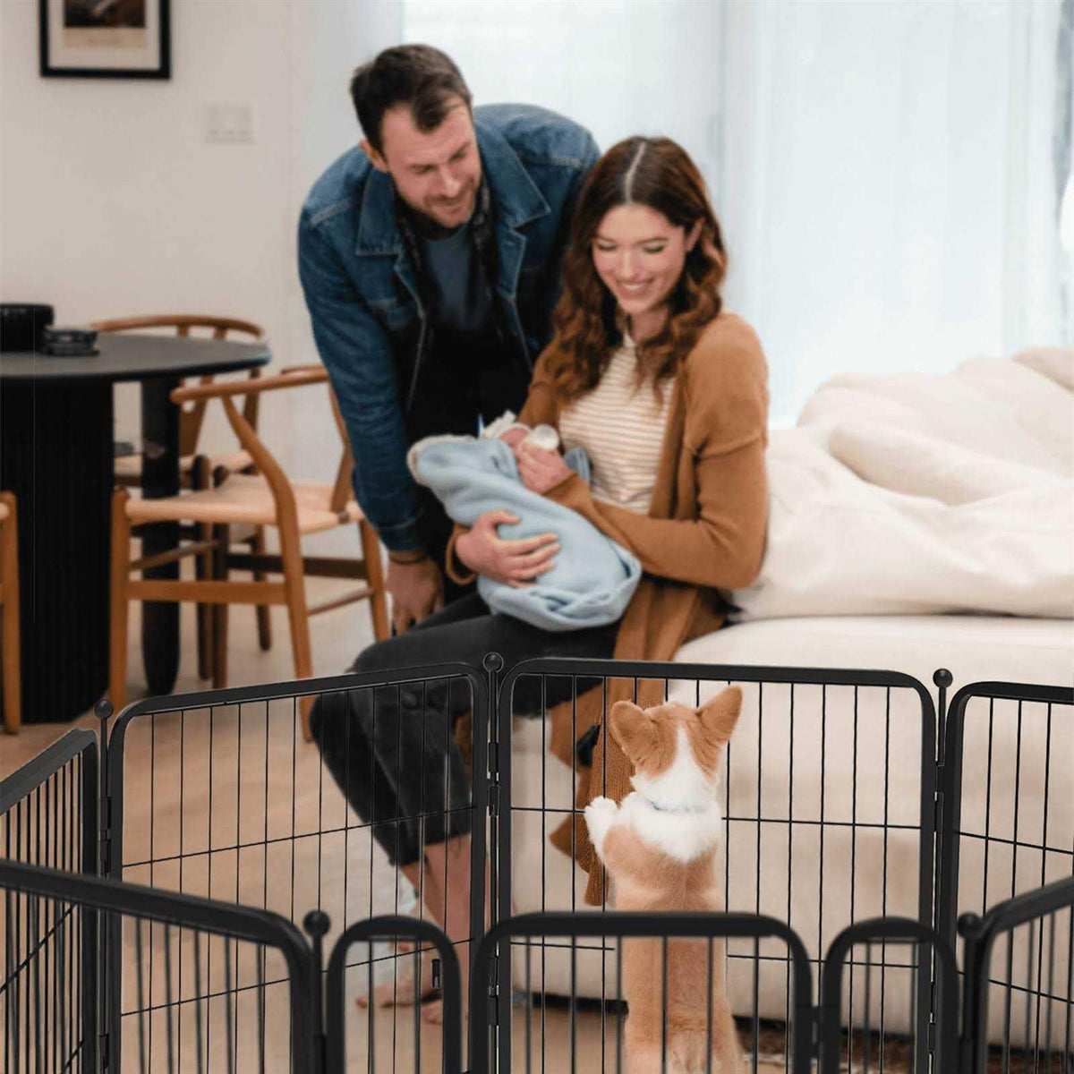 24 inch Dog Playpen with Silicone Foot Pads D32553