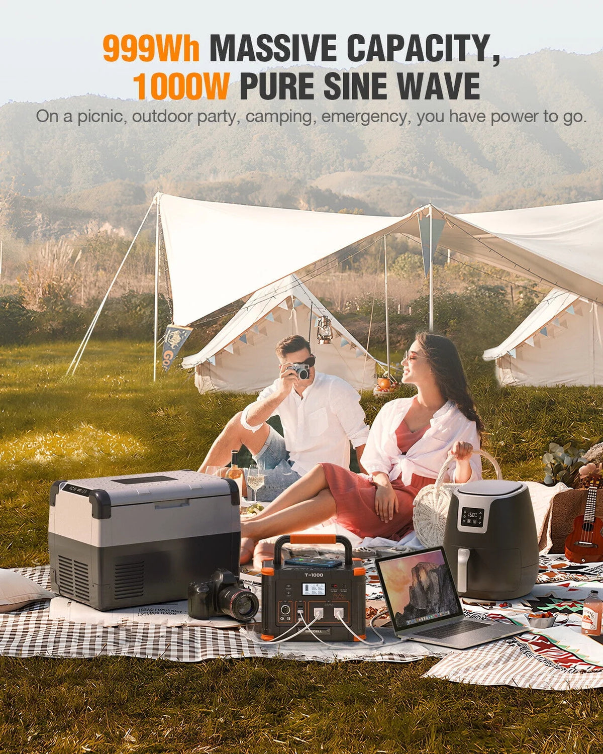 1000W Portable Power Station & 100W Foldable Solar Panel A62082