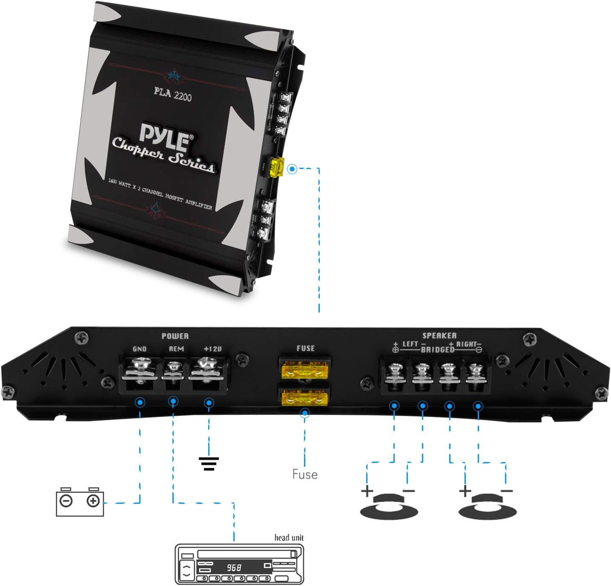 1400W Dual Channel Bridgeable MOSFET Car Stereo Amplifier L7183