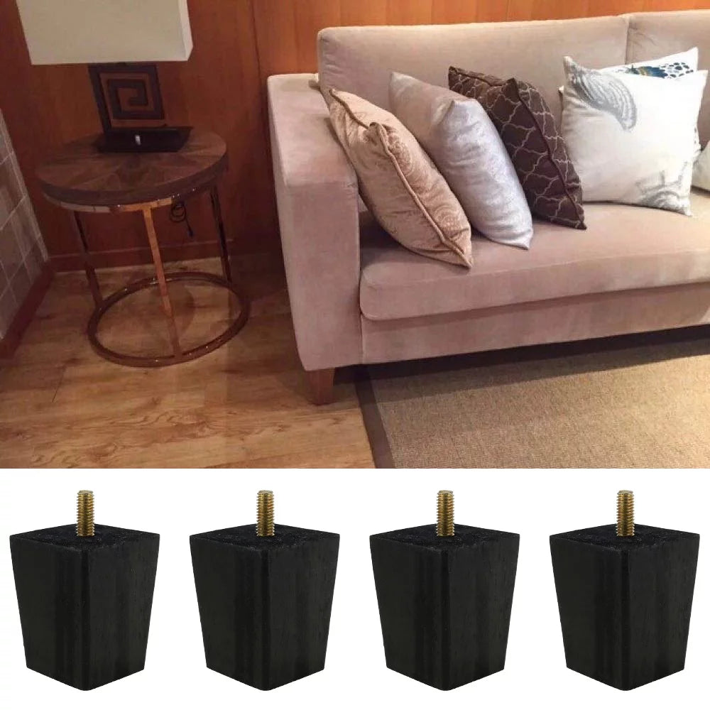 4PCS Wooden Furniture Legs Black 6CM K693