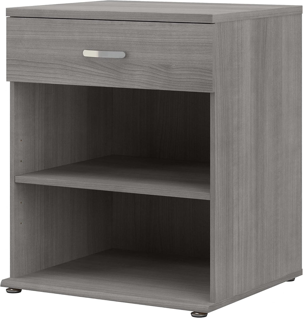 Platinum Gray Floor Storage Cabinet with Drawer and Shelves V34559