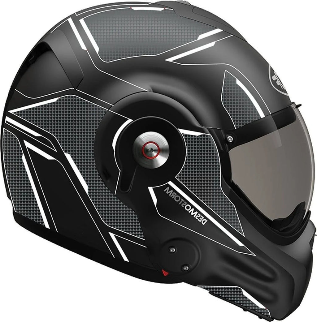 Matt Black Titan White L Motorcycle Helmet P7136