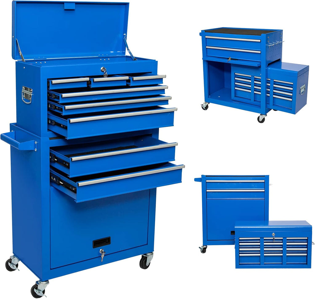 Red 8 Drawer Rolling Metal Tool Chest with Wheels M378