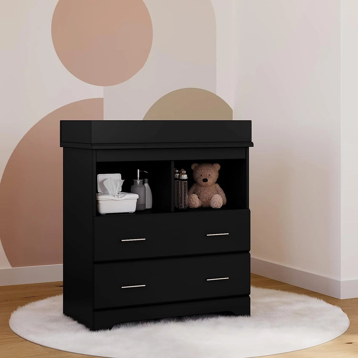 Black 2 Drawer Changing Table Dresser M44600