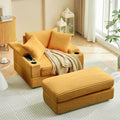 Oversized Corduroy Chaise Longue with Ottoman E838