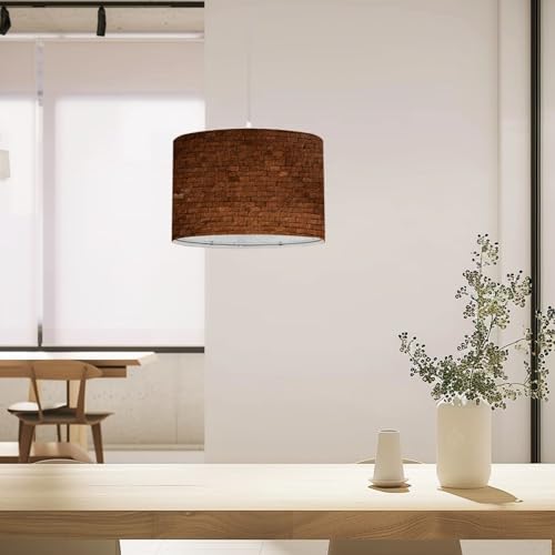 Linen Lampshade Plug in Pendant Light with Dimmable Switch S263