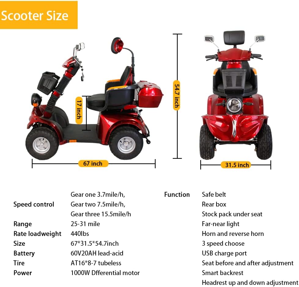 500lbs Capacity Electric All Terrain Off Road Scooter H713606