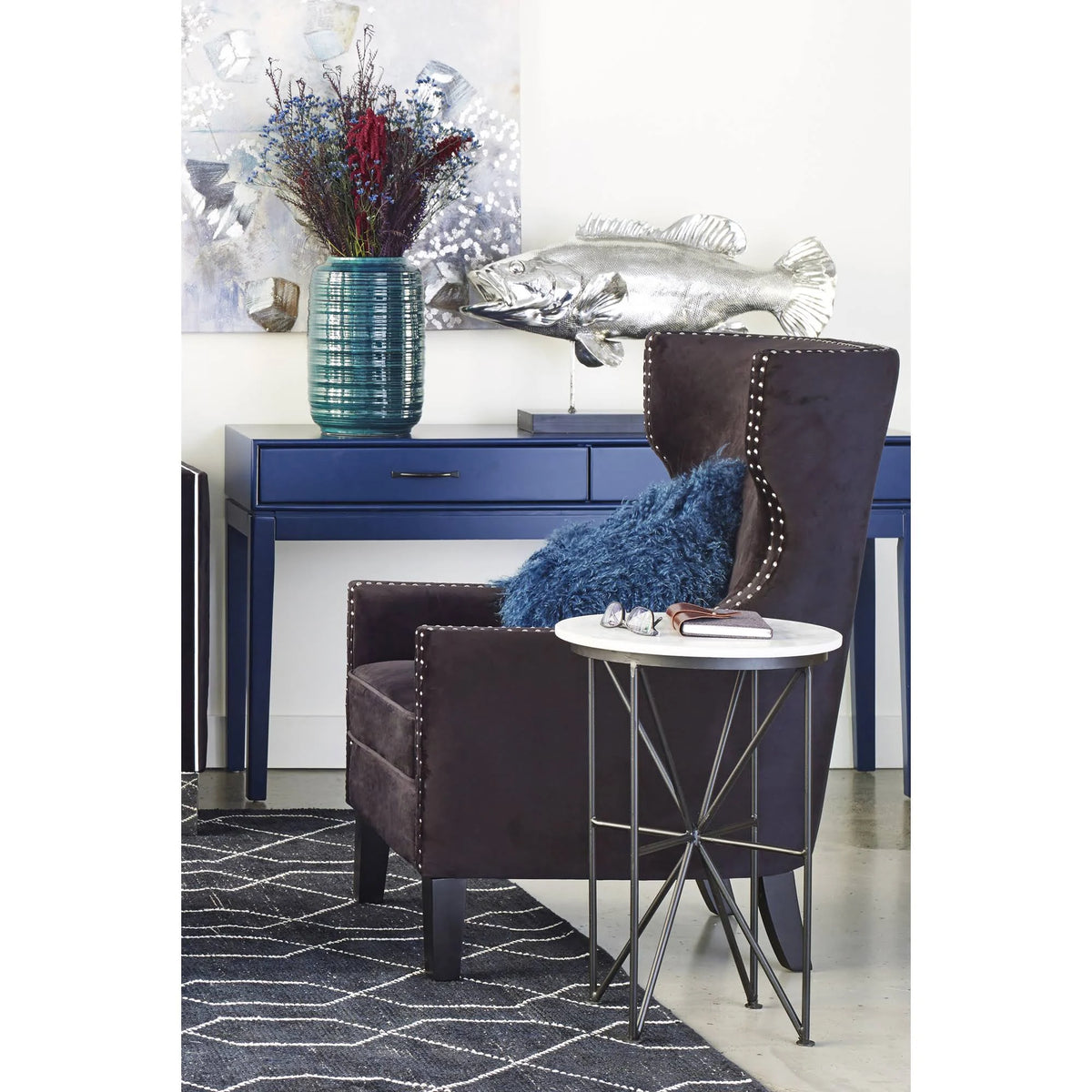 Black Velvet Arm Chair N21230