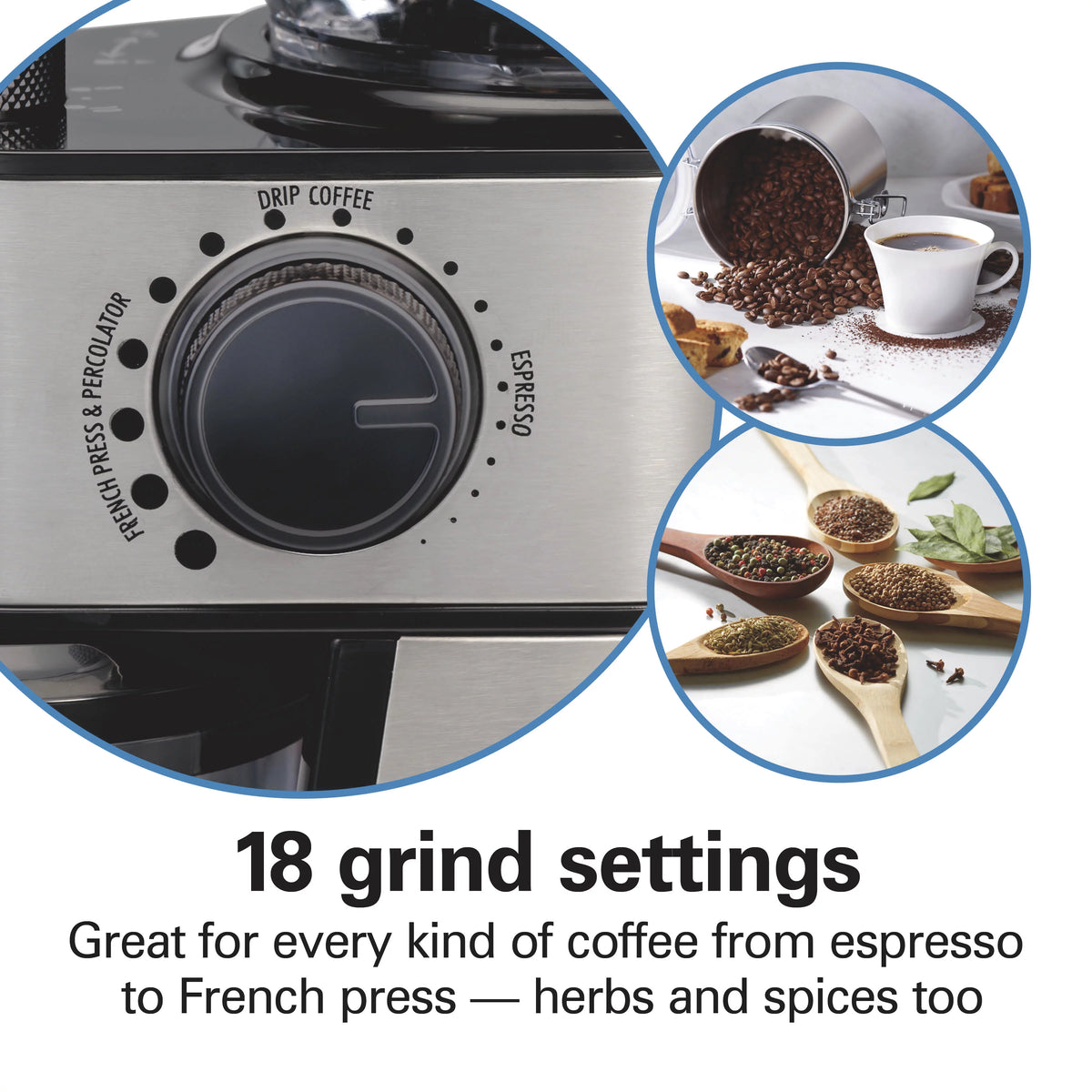 18 Grind Settings Stainless Steel Coffee Grinder U97419