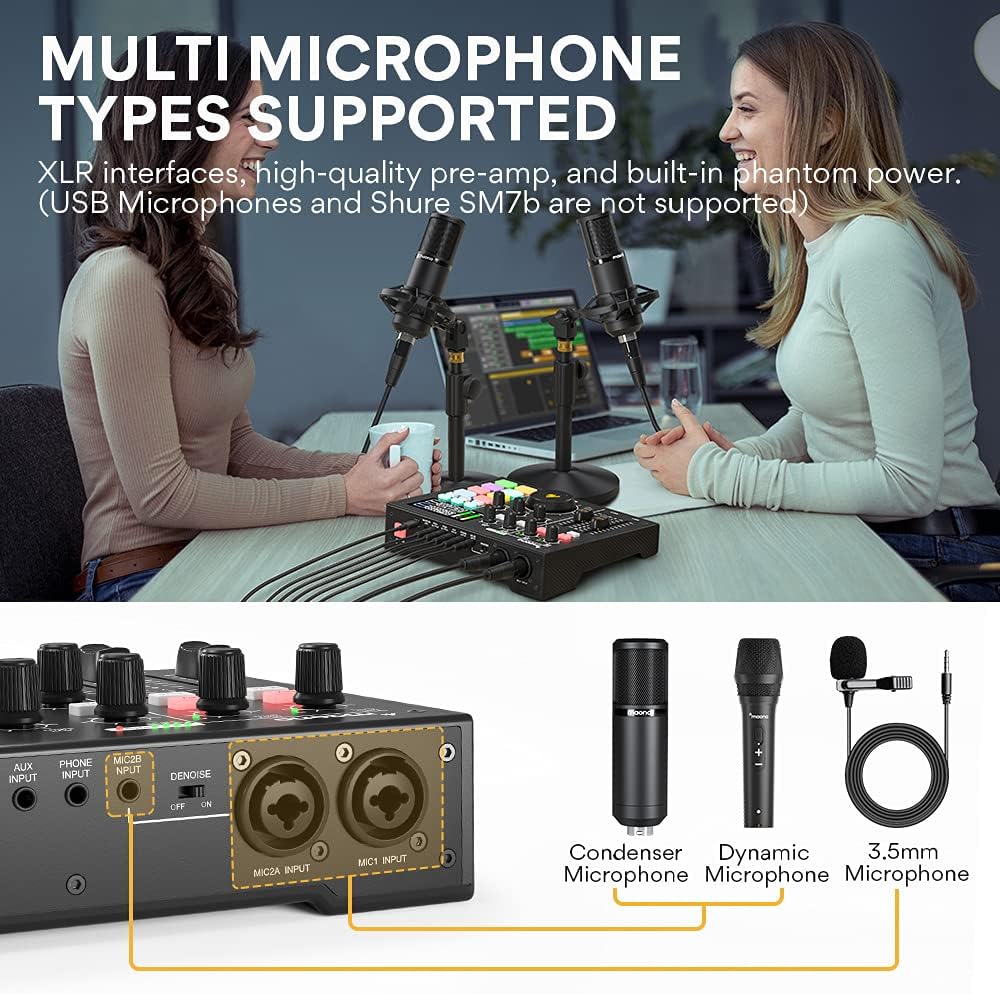 Audio Interface with DJ Mixer and Sound Card M66383