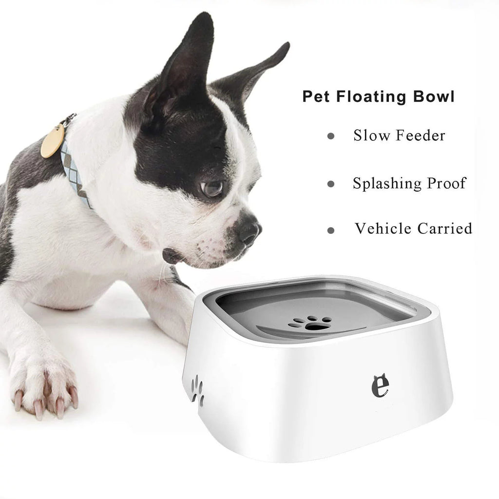 35OZ No-Spill Slow Water Feeder Dog Bowl GREY H4569