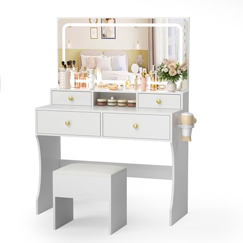 Vanity Desk with 8 Drawers and 3 Lighting Modes Z74724